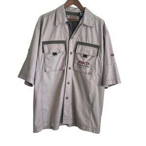 PACO Mens Fishing Shirt M Beige Button Up Camping Hiking‎ Outdoor Travel Relaxed